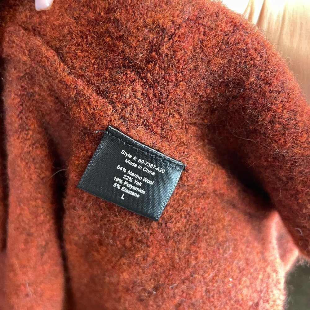 NWT Jenni Kayne Wool Yak Blend Open Front Cardigan Sweater Coat Rust Size L - Picture 5 of 8